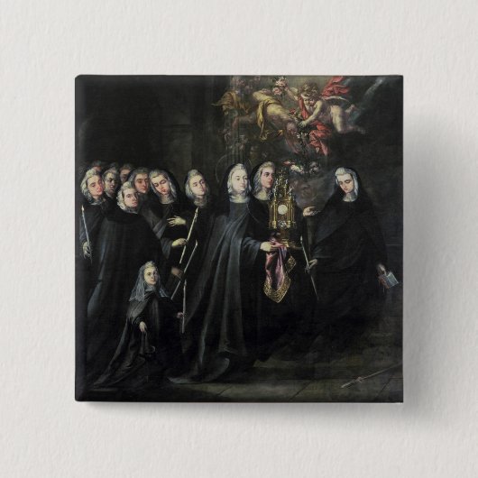 Verkoop van St. Clare met de Eucharistisch Vierkante Button 5,1 Cm (Voorkant)