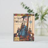 Verkoop van twee steden Comic Briefkaart (Staand voorkant)