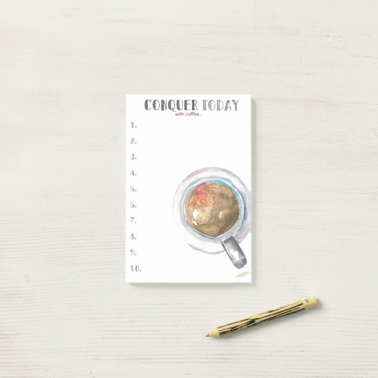 Verkoop vandaag (met koffie...) post-it® notes (Op bureau)