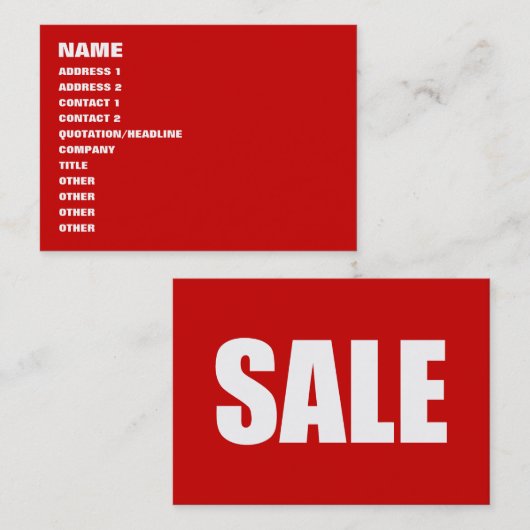 VERKOOP VISITEKAARTJE (Voorkant / Achterkant)