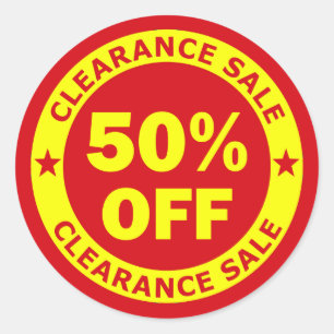Verkoop voor goedkeuring: 50% korting ronde sticker