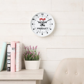 VERKOOP! Wandklok, 10" Rond Wit Houten Lijst