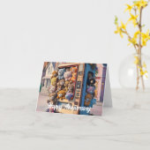 Verkoopautomaat gevuld met teddyberen  kaart (Gele Bloem)