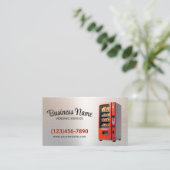 Verkoopautomaten service moderne metalen achtergro visitekaartje (Staand voorkant)