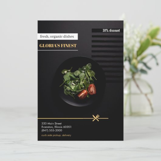 verkoopflyer voor gezond biologisch restaurant kaart (Staand voorkant)