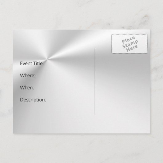 Verkoopgebeurtenis Uitnodiging - metaaleffect, spo Briefkaart (Achterkant)