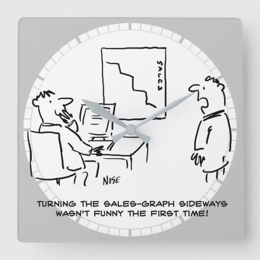 Verkoopkaart met kantoor: ideways gedraaid vierkante klok (Voorkant)