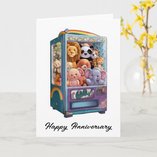 Verkoopmachine gevuld met teddyberen kaart (Gele Bloem)