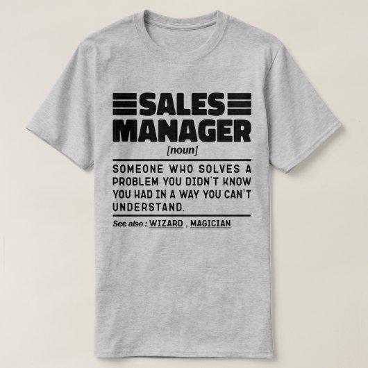 Verkoopmanager Noun Shop Attendant Humorous Joke T-shirt (Design voorkant)