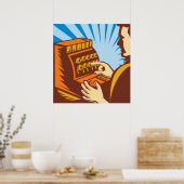 verkoopmedewerker met kasregister wpa - stijl poster (Keuken)