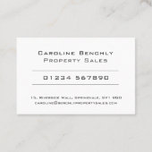 Verkoopontwerp voor schone en elegante eigendommen visitekaartje (Achterkant)