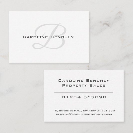 Verkoopontwerp voor schone en elegante eigendommen visitekaartje (Voorkant / Achterkant)