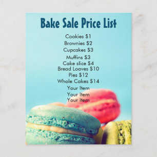 Verkoopprijslijst bakken Kleurrijke Macarons Koekj Flyer