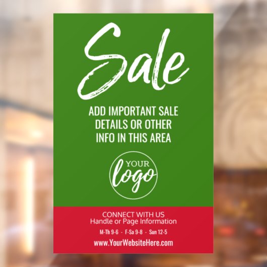 Verkoopreclame met Logo en winkelgegevens Raamsticker (Vel 2)