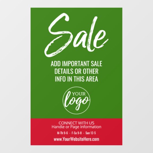 Verkoopreclame met Logo en winkelgegevens Raamsticker (Vel)