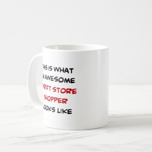 verkoopster voor flessenwinkel, geweldige koffiemok (Voorkant links)