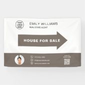 Verkoopteken Huis Te Koop Vastgoed Logo QR Code Spandoek (Horizontaal)