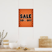 Verkoopteken, Retro 50% Off Sale-teken, Boutique S Poster (Keuken)
