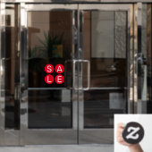 Verkoopteken witte letter op rode cirkelvormige ci raamsticker (Kantoordeur)