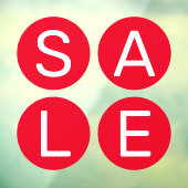 Verkoopteken witte letter op rode cirkelvormige ci raamsticker (Vel 3)