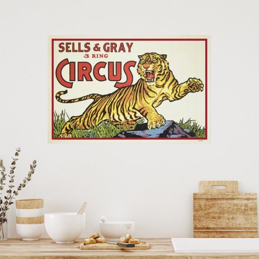 Verkopen en grijze 3 ringcircus poster (Keuken)