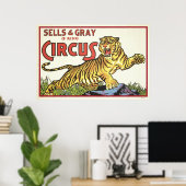 Verkopen en grijze 3 ringcircus poster (Thuiskantoor)