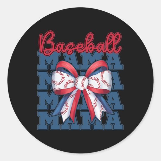 Verkopen Mama Coquette Bow Sport Mom Moederdag Ronde Sticker (Voorkant)