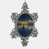 Verkopen naar de wolken tin sneeuwvlok ornament (Links)