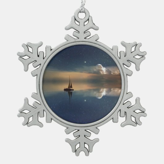 Verkopen naar de wolken tin sneeuwvlok ornament (Voorkant)