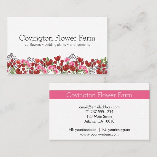 Verkopende bloemen | Landbouwmarkt Visitekaartje (Voorkant / Achterkant)