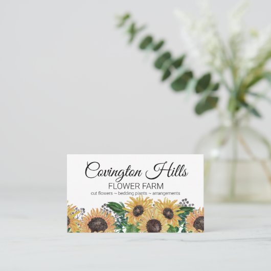 Verkopende bloemen | Sun Flower Boerderij Visiteka Visitekaartje (Staand voorkant)