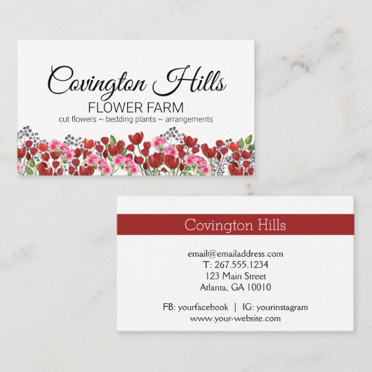 Verkopende bloemen | Vloeibaar Boerderij Visitekaa Visitekaartje (Voorkant / Achterkant)
