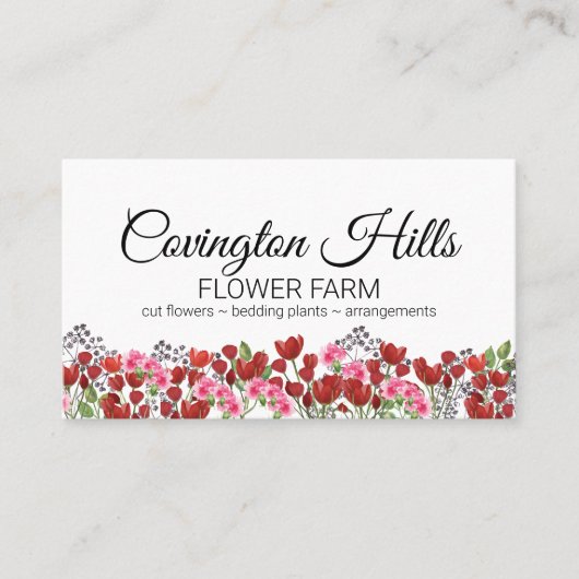 Verkopende bloemen | Vloeibaar Boerderij Visitekaa Visitekaartje (Voorkant)