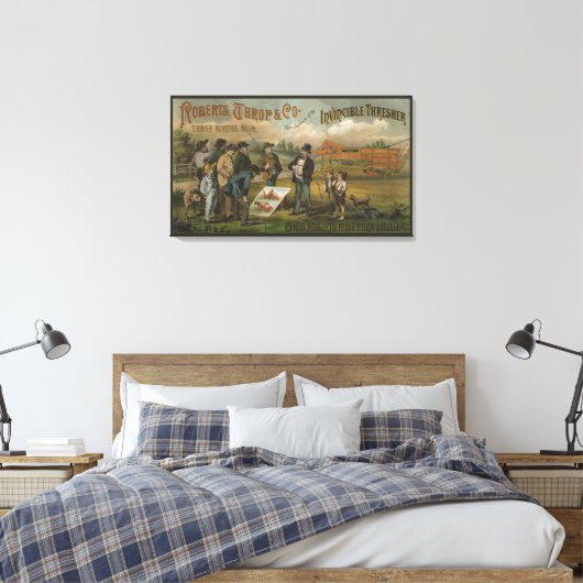Verkoper in het veld met boer die Boerderij verkoo Canvas Afdruk (Insitu (Slaapkamer))