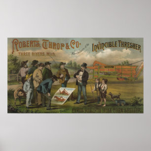 Verkoper in het veld met boer die Boerderij verkoo Poster