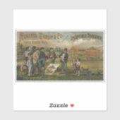 Verkoper in het veld met boer die Boerderij verkoo Sticker (Vel)