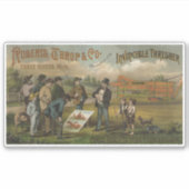 Verkoper in het veld met boer die Boerderij verkoo Sticker (Voorkant)