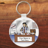 Verkoper - Mannelijke Cartoon door PrintedPerfecti Sleutelhanger (Voorkant)