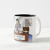 Verkoper - Mannelijke Cartoon door PrintedPerfecti Tweekleurige Koffiemok (Voorkant rechts)