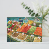 Verkoper nodigt Kaarten uit (markt voor marktintro (Staand voorkant)