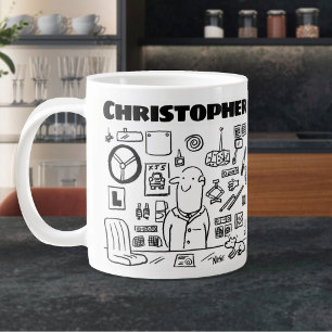 Verkoper van auto-onderdelen en accessoires voor a grote koffiekop
