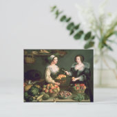 Verkoper van groenten en fruit briefkaart (Staand voorkant)