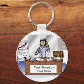 Verkoper - Vrouw Cartoon door PrintedPerfection Sleutelhanger (Voorkant)