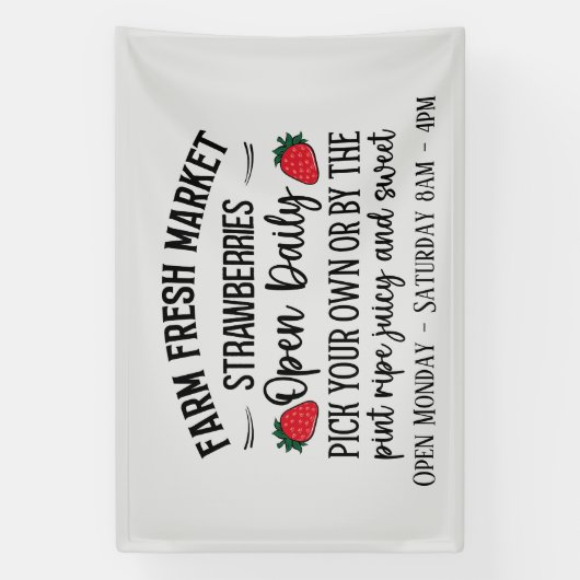 Verkopers van verse aardbeien op de markt van de b spandoek (Verticaal)