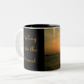 Verkoping naar de zonsondergang tweekleurige koffiemok (Voorkant links)