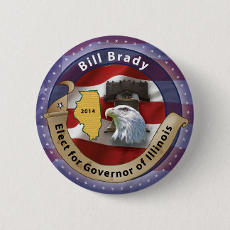 Verkozen Bill Brady for Governor of Illinois - 201 Ronde Button 5,7 Cm