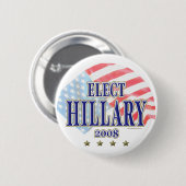 Verkozen Hillary 2008-Button  Ronde Button 5,7 Cm (Voorkant /achterkant)
