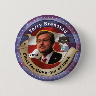 Verkozen Terry Branstad voor gouverneur van Iowa - Ronde Button 5,7 Cm