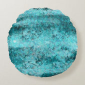 Verkreukeld blauw neon papier rond kussen (Voorkant)