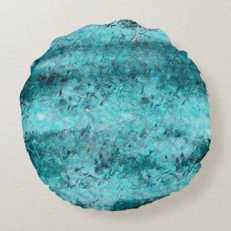 Verkreukeld blauw neon papier rond kussen